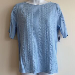 Old Navy NWT Lace Pintuck Blouse Short Sleeve Soft Blue Size Small Cottagecore